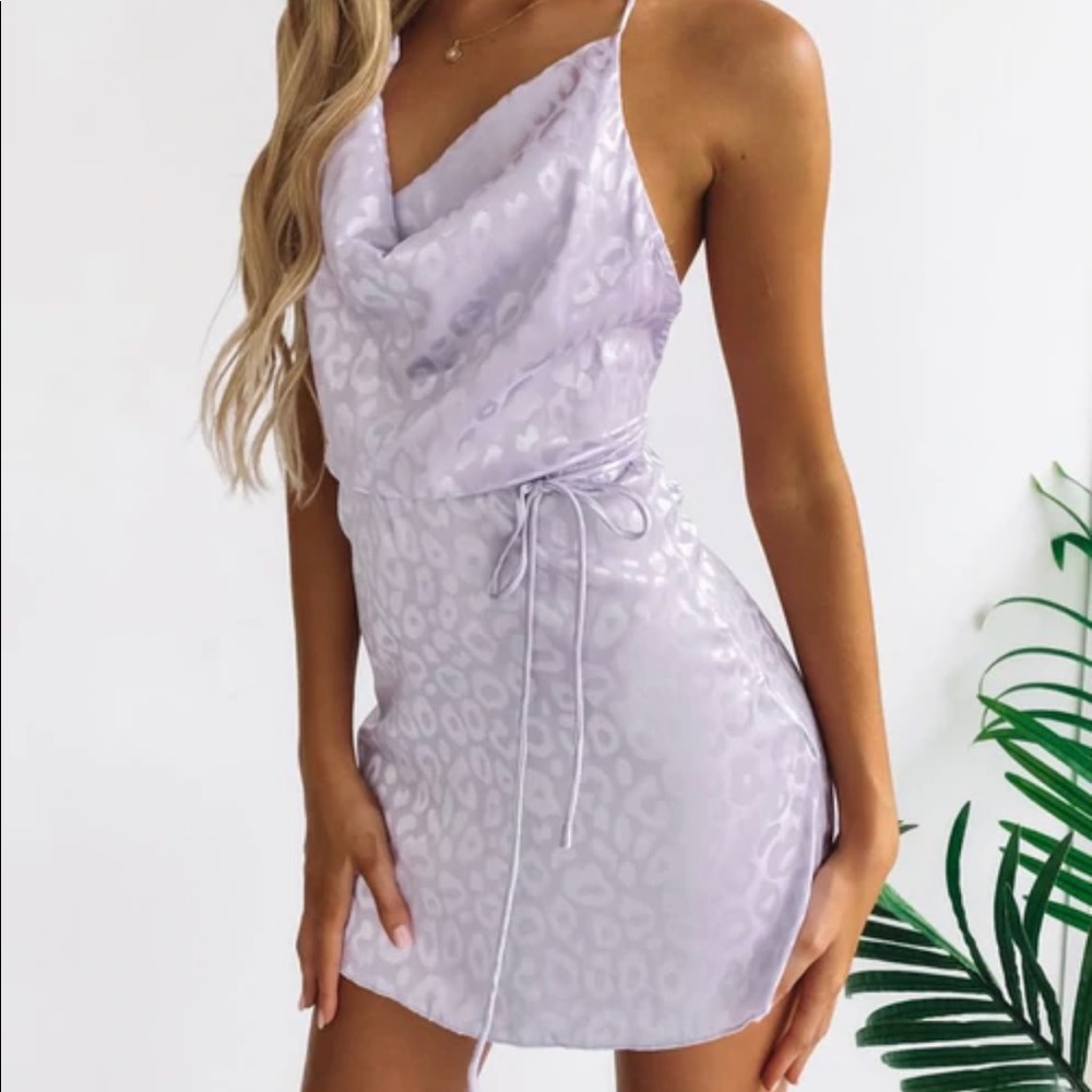Beginning Boutique purple leopard party dress